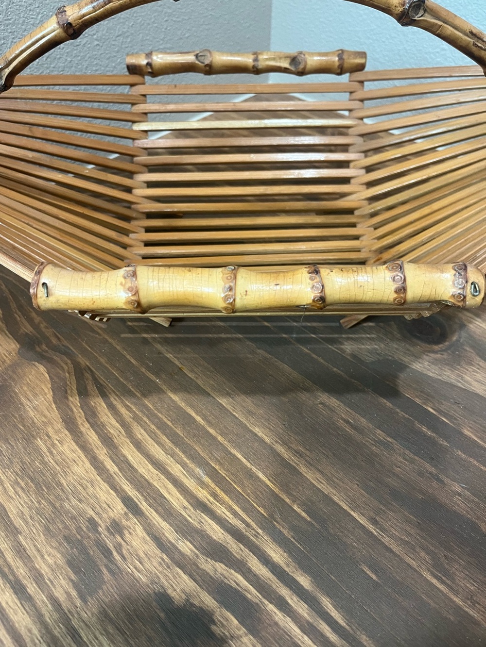 Vintage MCM Japanese Bamboo Footed Fruit Basket with Handle RARE - Picture 8 of 8